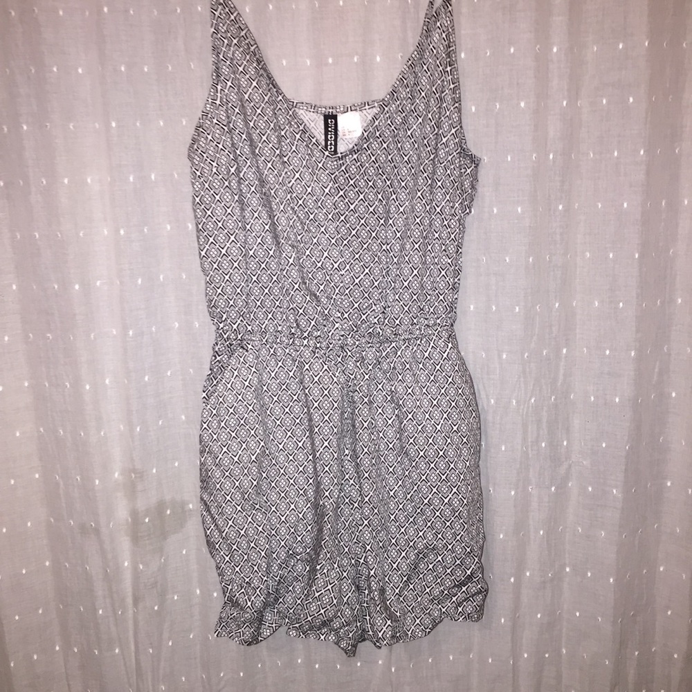 Black and white pattern romper